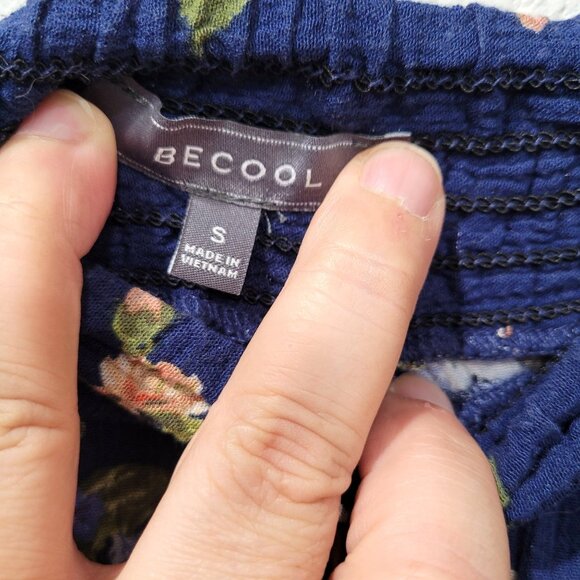 Women's Becool Strapless Blue Floral Romper with Pockets Size S - Picture 4 of 10